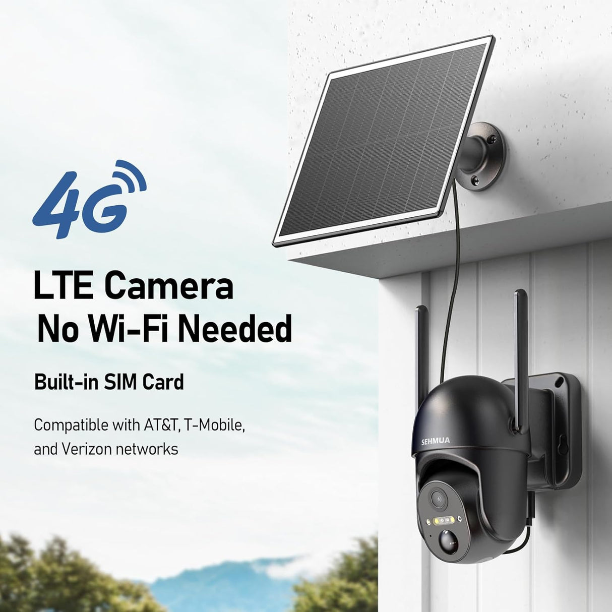 SEHMUA Black Cellular Solar Security Camera（CB14S）