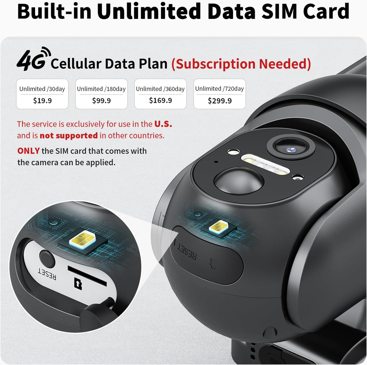 SEHMUA Black Cellular Solar Security Camera（CB14S）