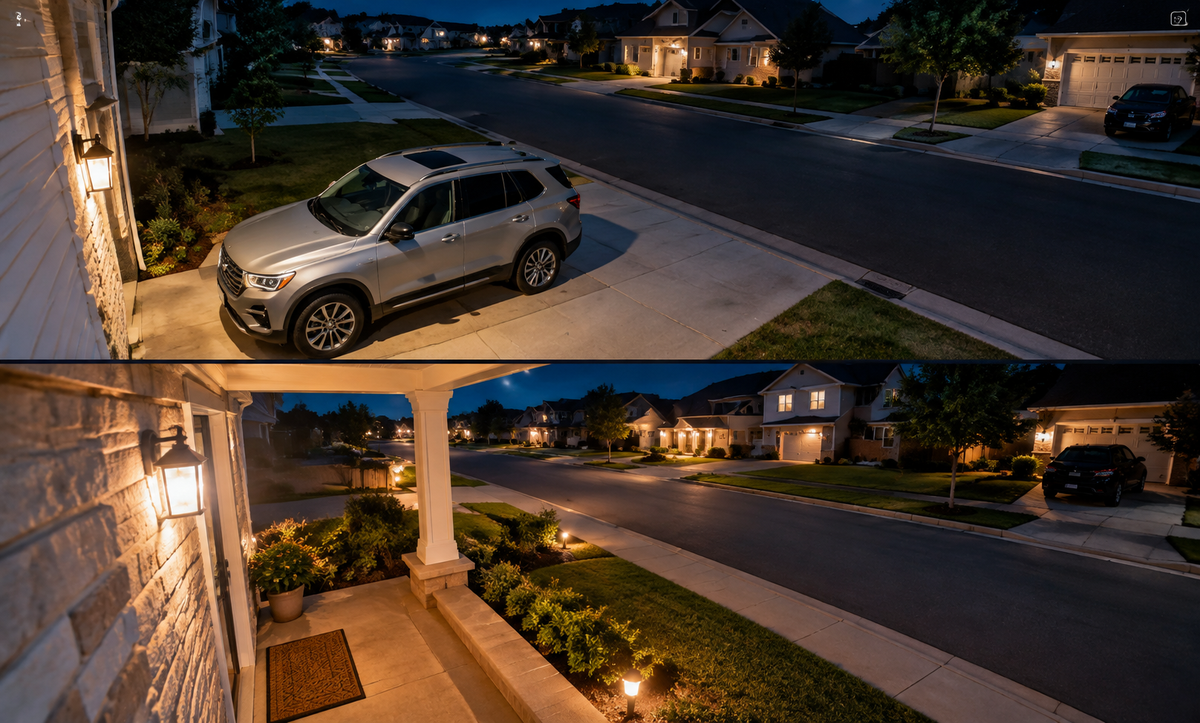 Night scene with full-color night vision on
