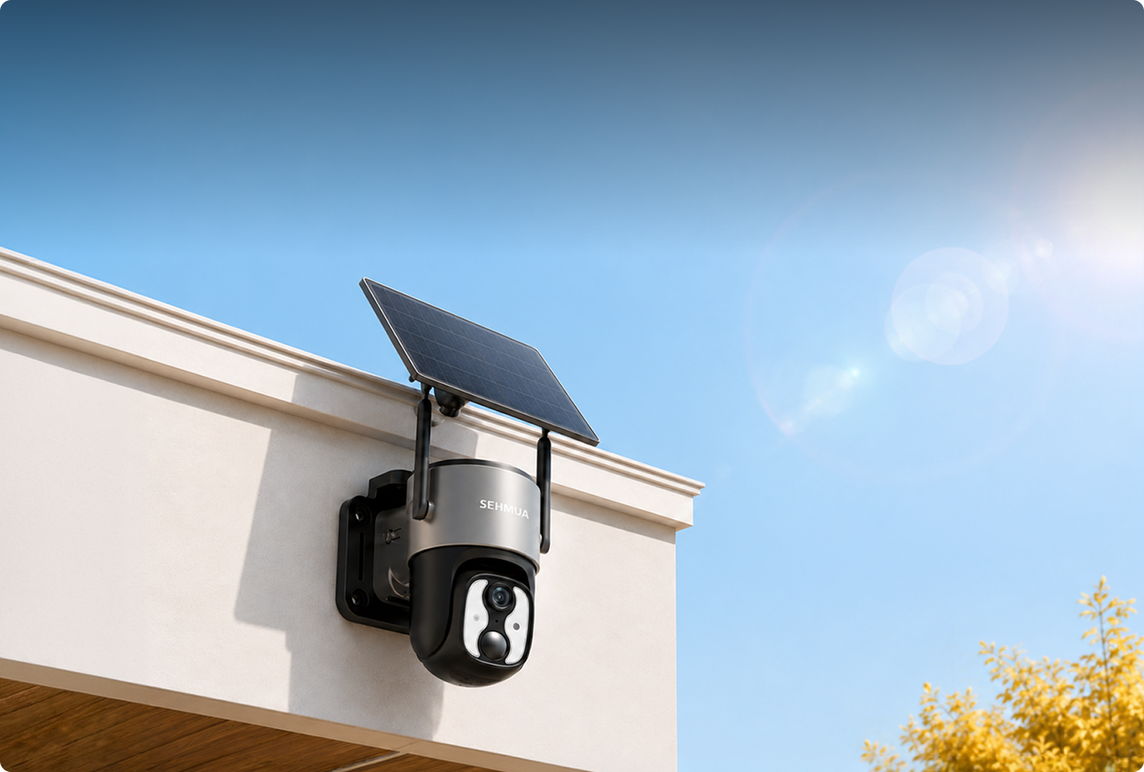 Solar-powered outdoor security camera
