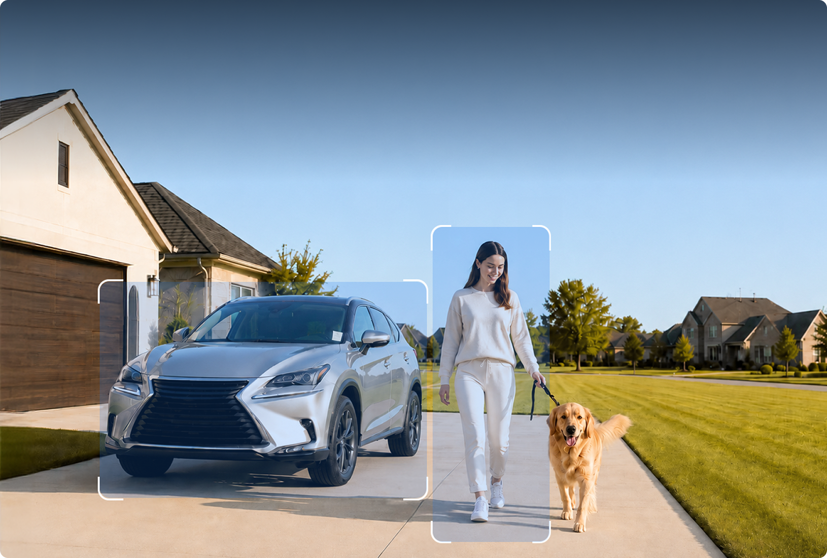 AI proactive security monitoring a car and a person